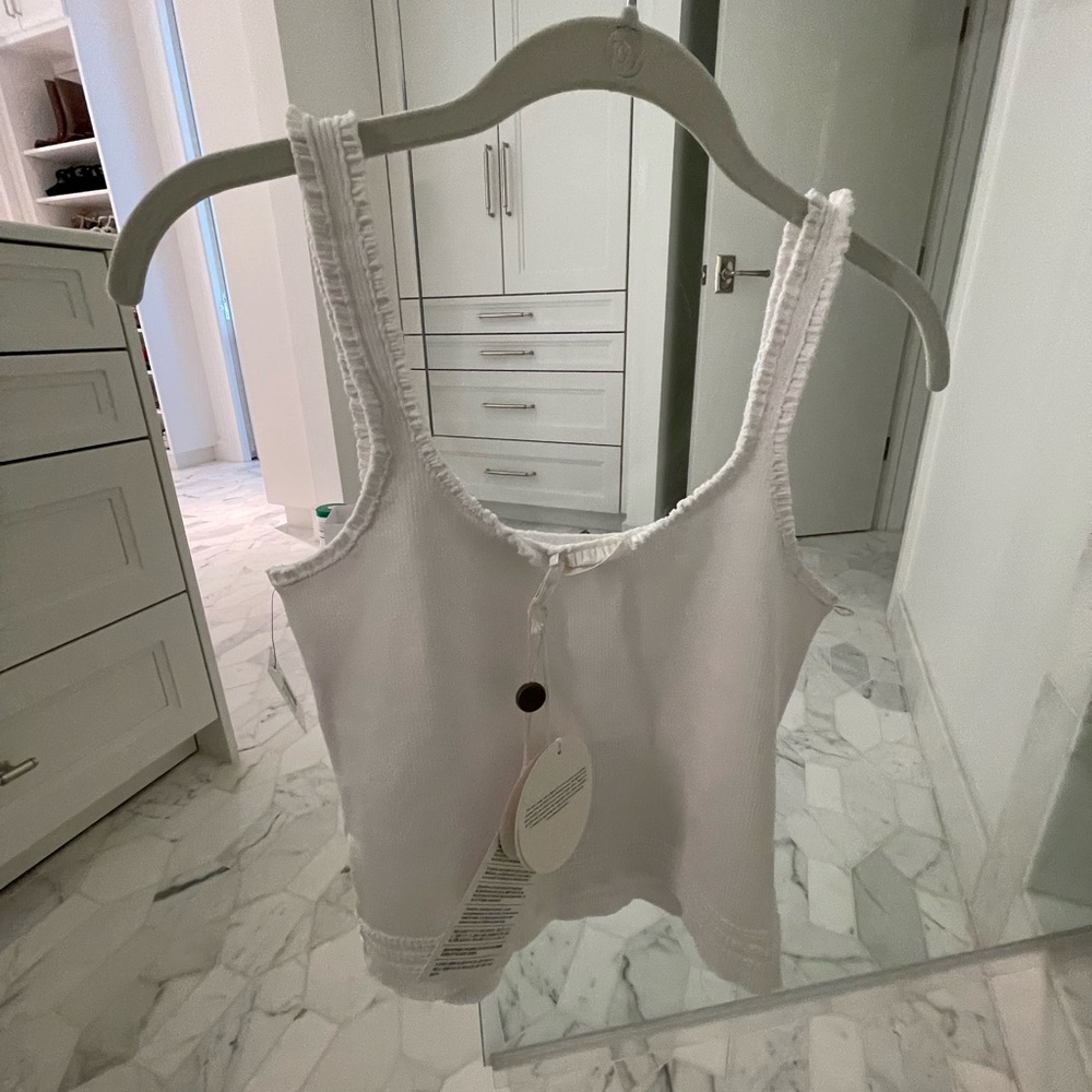 Chloe White Ribbed Tank Top - Picture 5 of 9